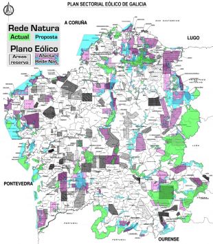 Mapa eólico / Adega (pique na imaxe para ampliar)