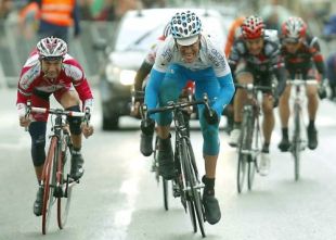 David García durante a disputa da vitoria final, en Logroño