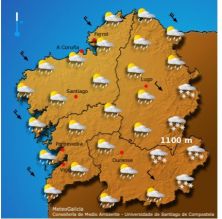 A neve, que segue caendo dende domingo, dificulta a circulación na parte máis oriental do país / Imaxe: Meteogalicia