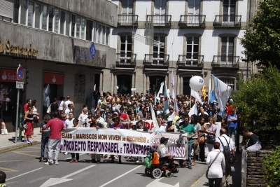 Pancarta que acompañou a manifestación